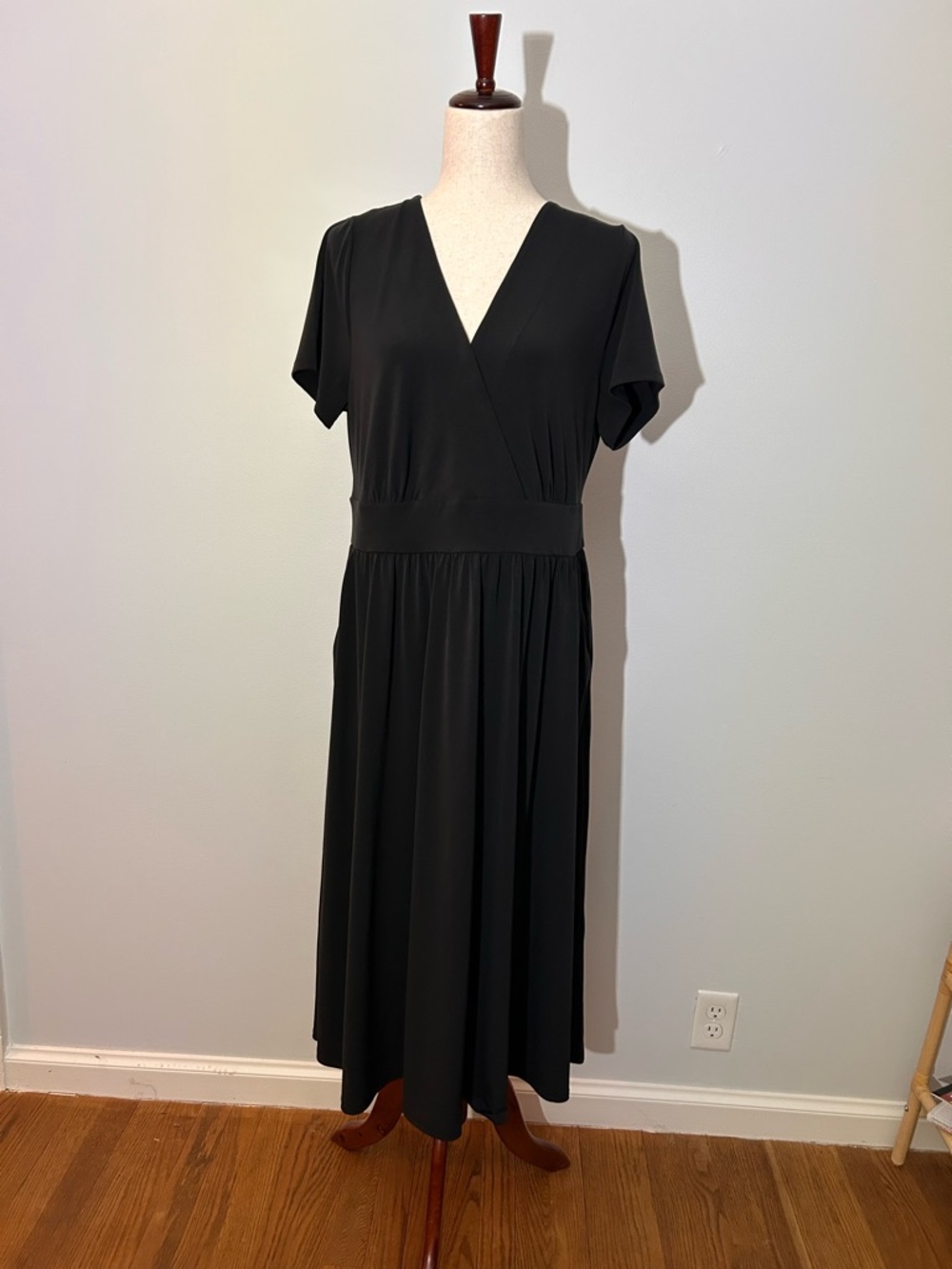 Soft Surroundings Black Wrap-Style Midi Dress